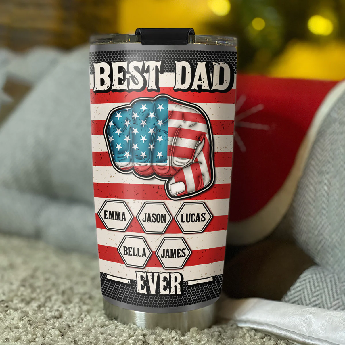 Strongest Dad - Personalized Custom 3D Inflated Effect Tumbler - Image 3