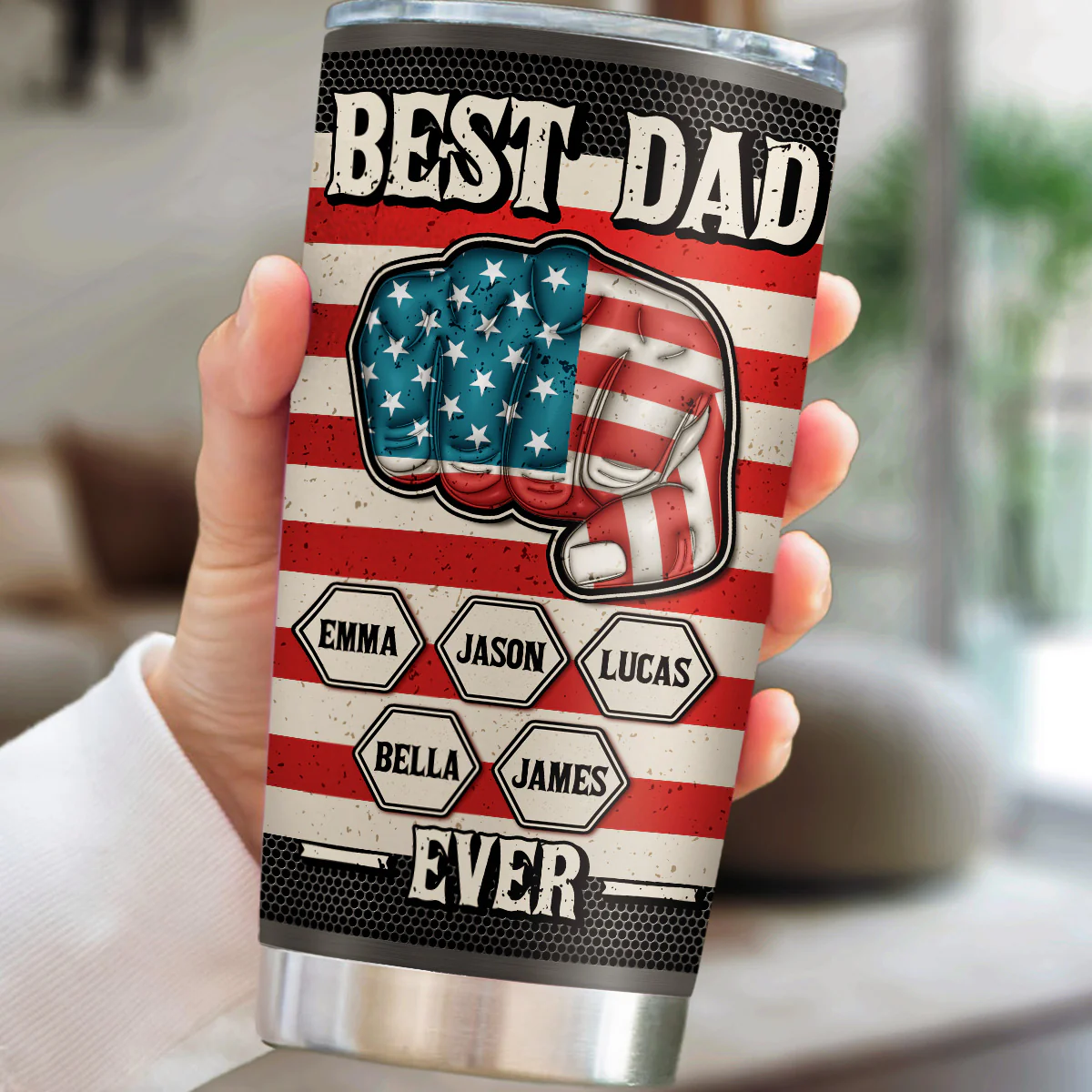 Strongest Dad - Personalized Custom 3D Inflated Effect Tumbler - Image 5