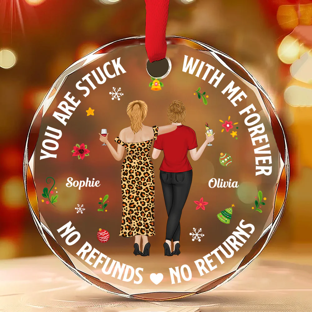 Stuck With Me - Personalized Custom Glass Ornament - Image 2