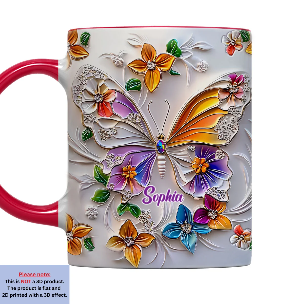 Stunning Butterfly - Personalized Custom 3D Inflated Effect Accent Mug - Image 10