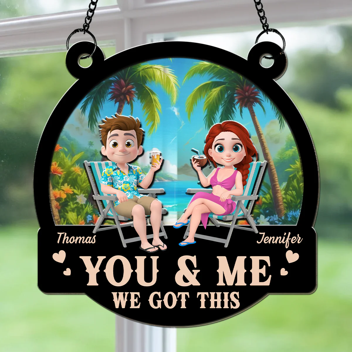 Summer You And Me - Personalized Custom Suncatcher