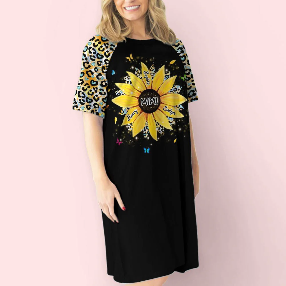 Sunflower Grandma - Personalized Custom 3/4 Sleeve Dress - Image 4