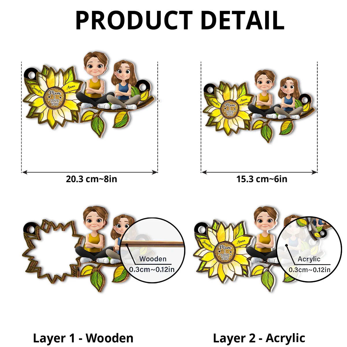 Sunflower Mom - Personalized Custom Suncatcher - Image 5