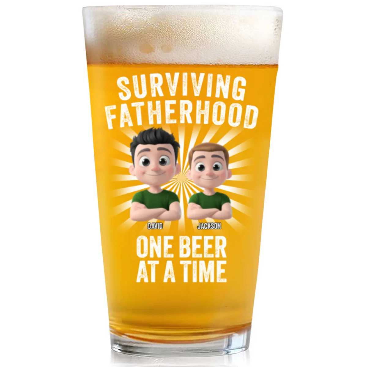 Surviving Fatherhood - Personalized Custom Beer Glass - Image 7