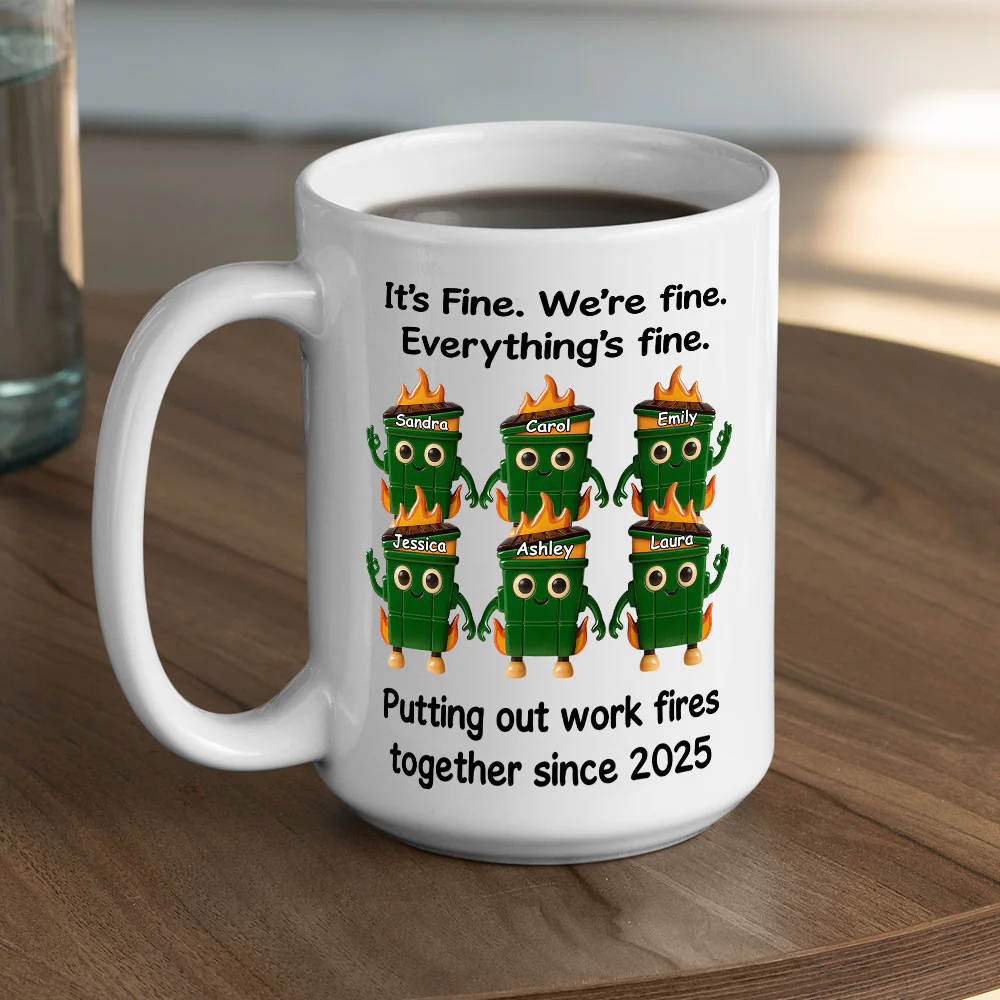 Surviving Work Chaos Together Daily - Personalized Custom Coffee Mug - Image 5