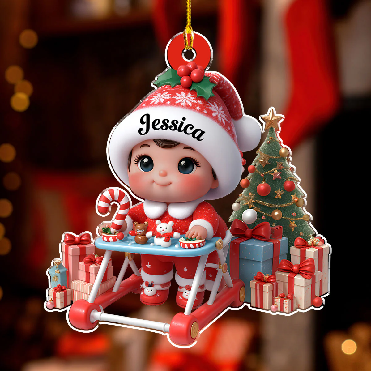 Sweet Baby In Stroller - Personalized Custom Acrylic Ornament - Image 2