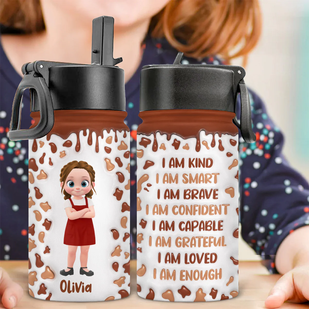 Sweet Baby Like Milk - Personalized Custom 3D Inflated Effect Kids Water Bottle - Image 2