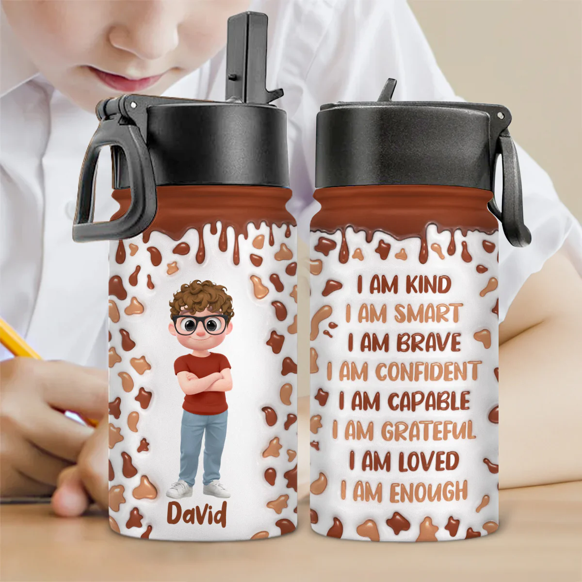 Sweet Baby Like Milk - Personalized Custom 3D Inflated Effect Kids Water Bottle - Image 3