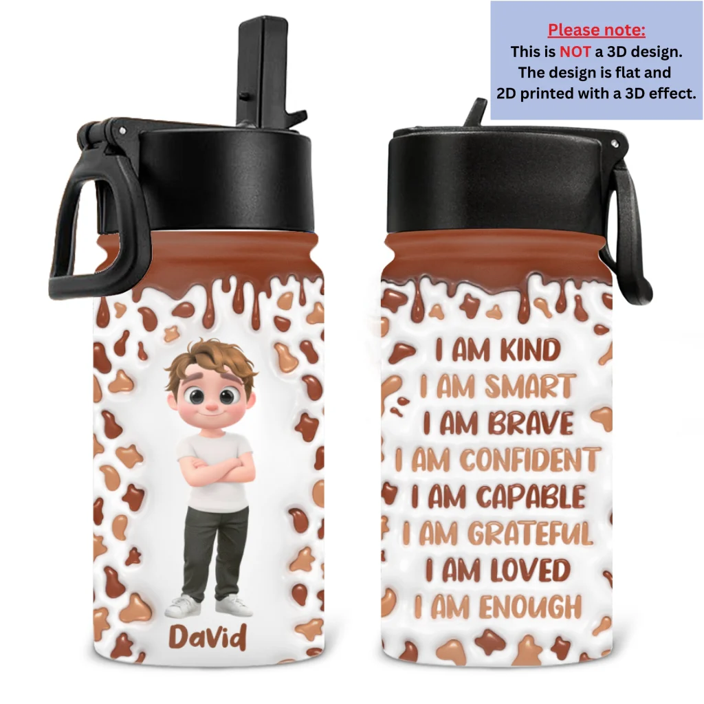 Sweet Baby Like Milk - Personalized Custom 3D Inflated Effect Kids Water Bottle - Image 6
