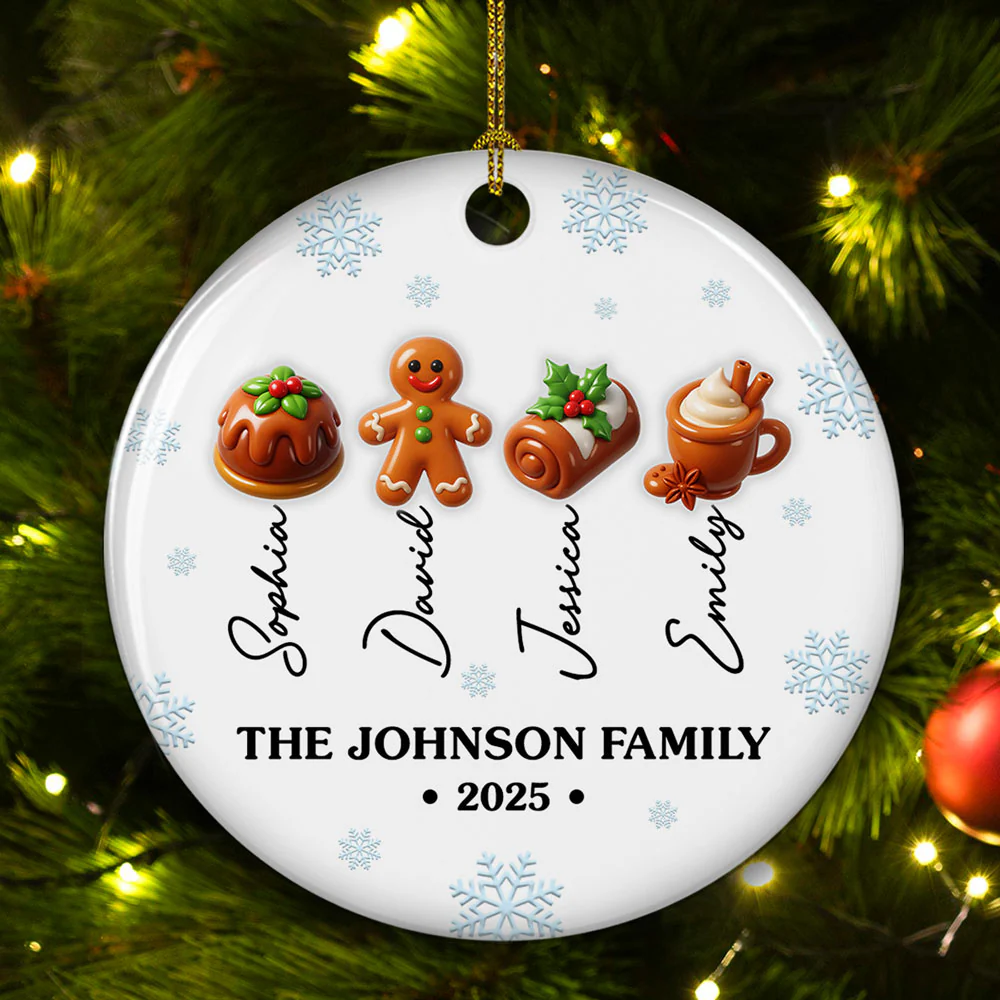 Sweet Family 2025 - Personalized Custom 3D Inflated Effect Ceramic Ornament