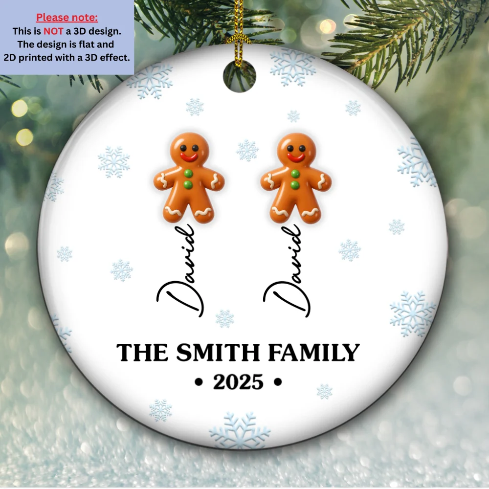 Sweet Family 2025 - Personalized Custom 3D Inflated Effect Ceramic Ornament - Image 6