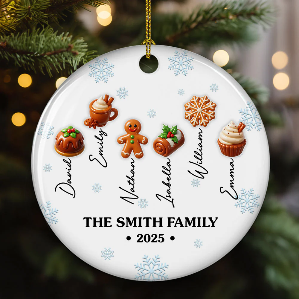 Sweet Family 2025 Ver 2 - Personalized Custom 3D Inflated Effect Ceramic Ornament - Image 2