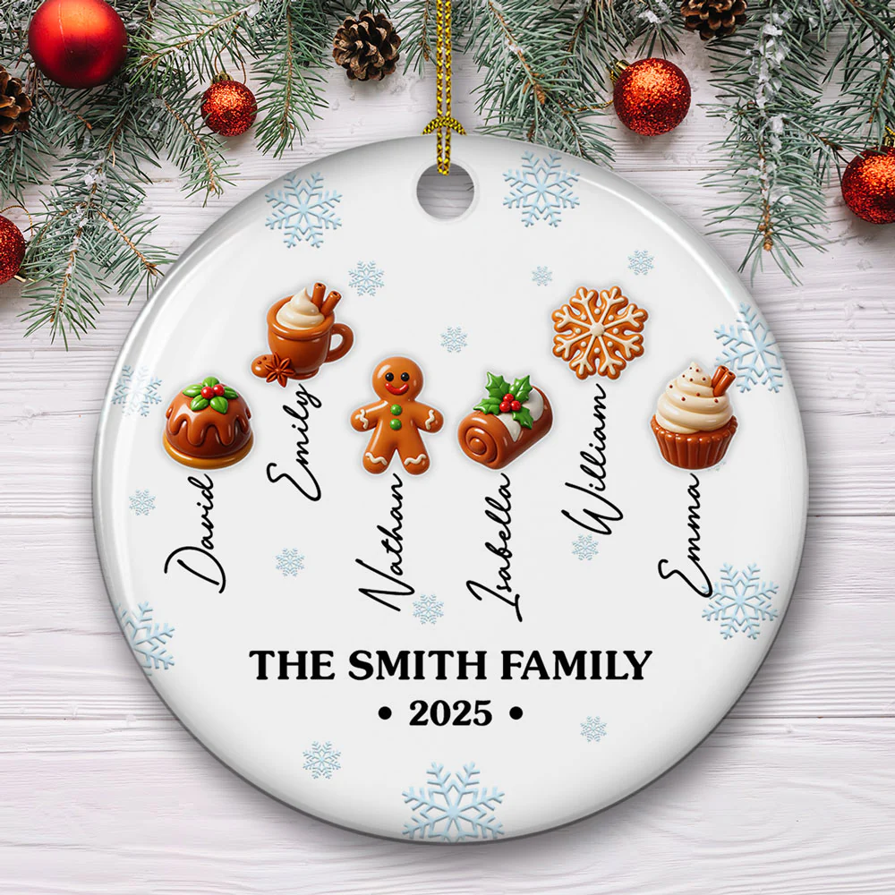 Sweet Family 2025 Ver 2 - Personalized Custom 3D Inflated Effect Ceramic Ornament - Image 4
