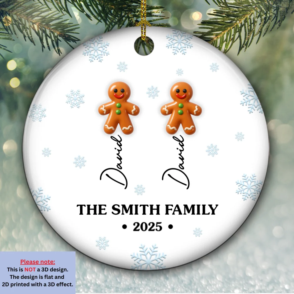 Sweet Family 2025 Ver 2 - Personalized Custom 3D Inflated Effect Ceramic Ornament - Image 7