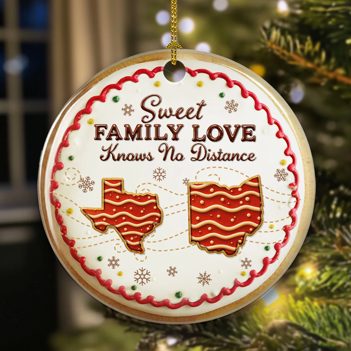 Sweet Family Love - Personalized Custom 3D Effect Ceramic Ornament - Image 2