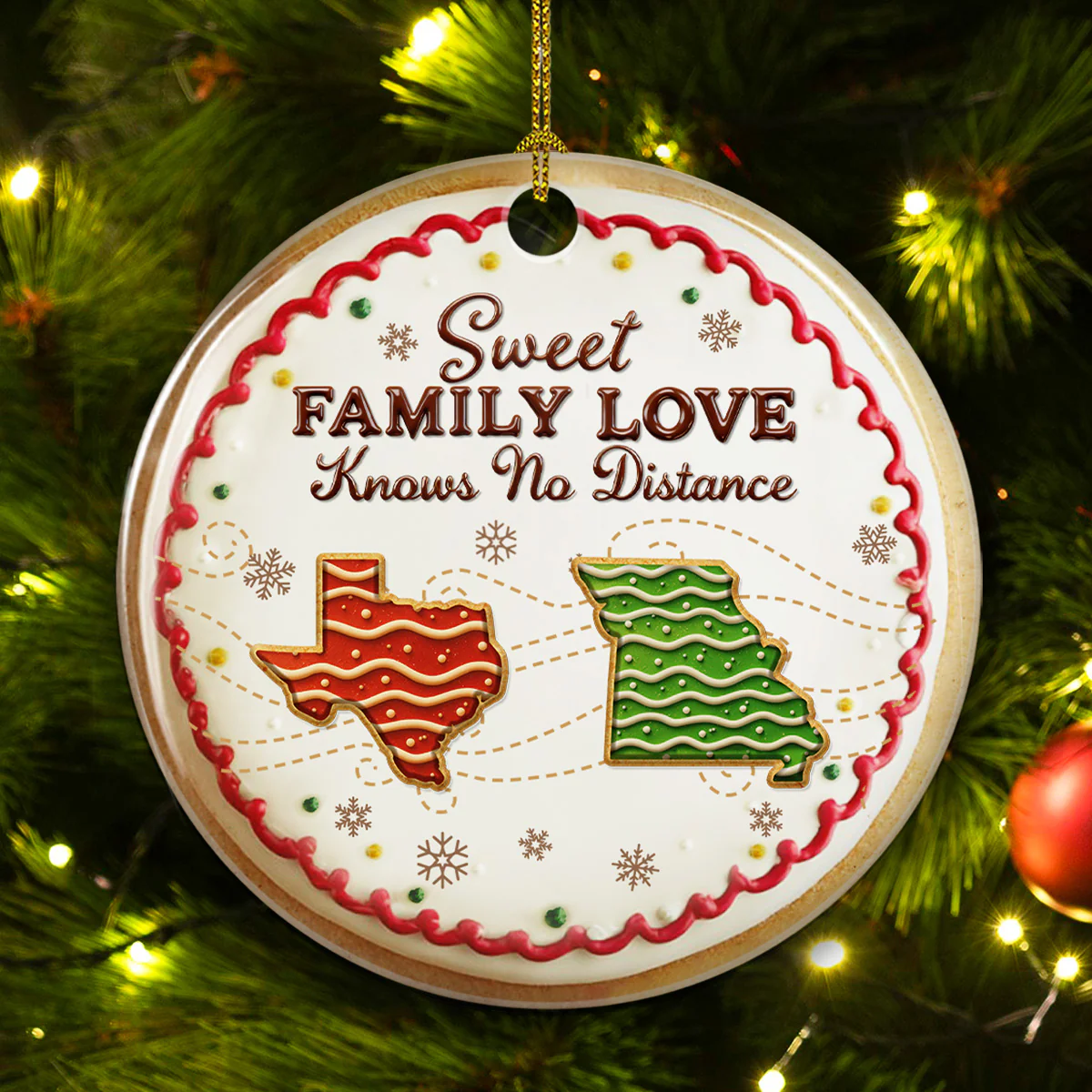 Sweet Family Love - Personalized Custom 3D Effect Ceramic Ornament - Image 5