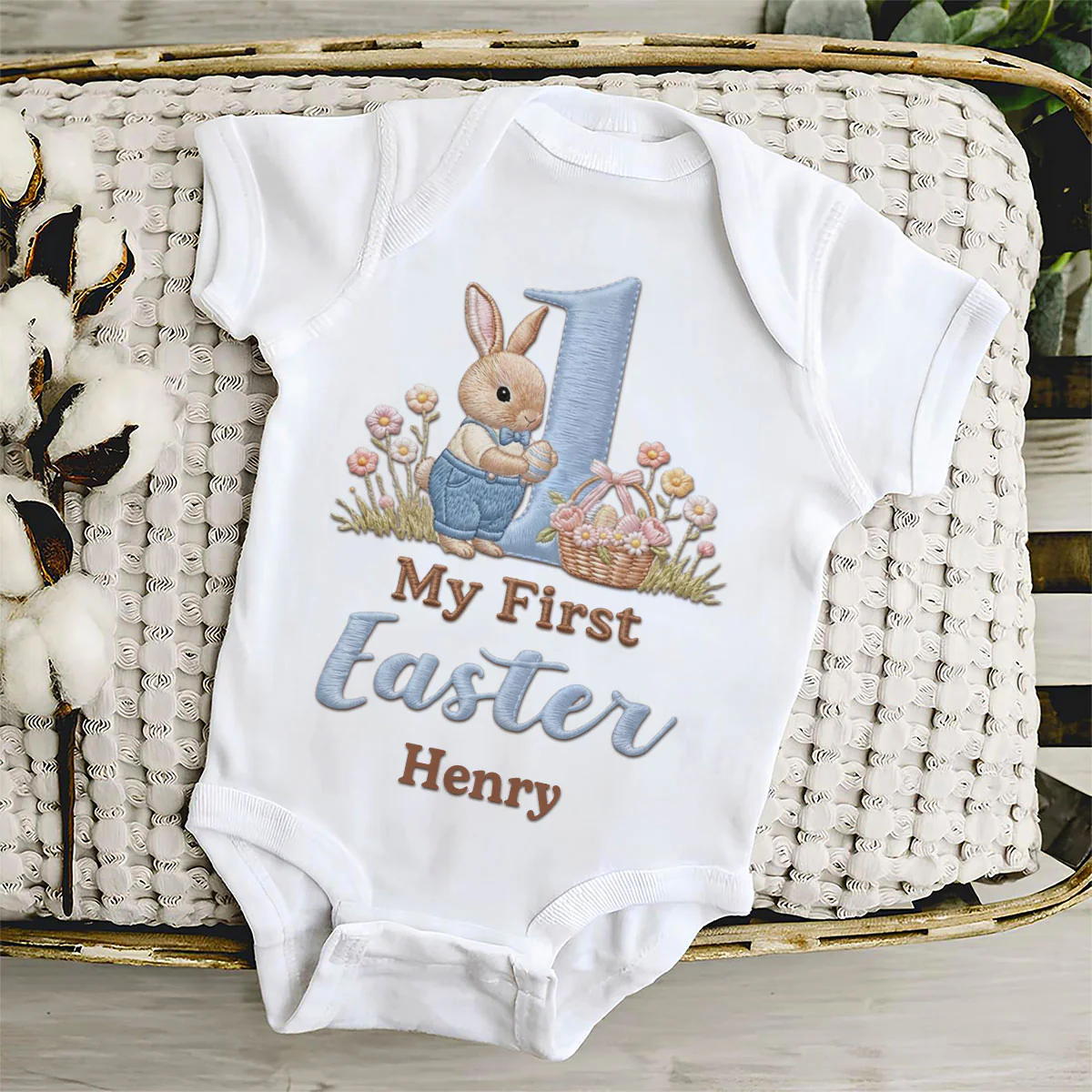 Sweet First Easter Bunny - Personalized Custom Baby Onesie - Image 2