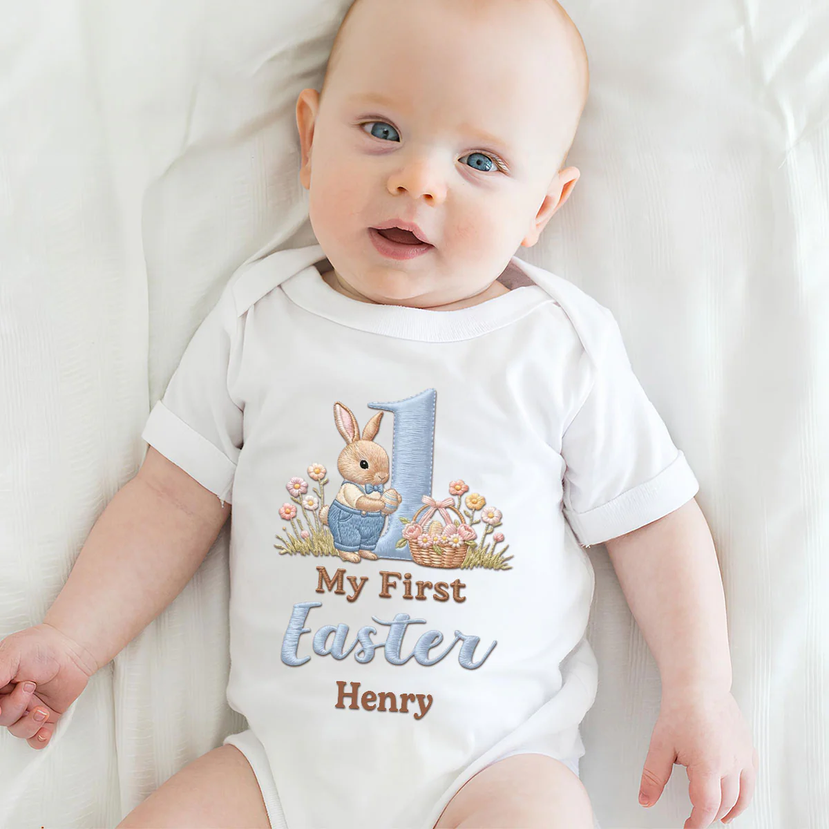 Sweet First Easter Bunny - Personalized Custom Baby Onesie - Image 4