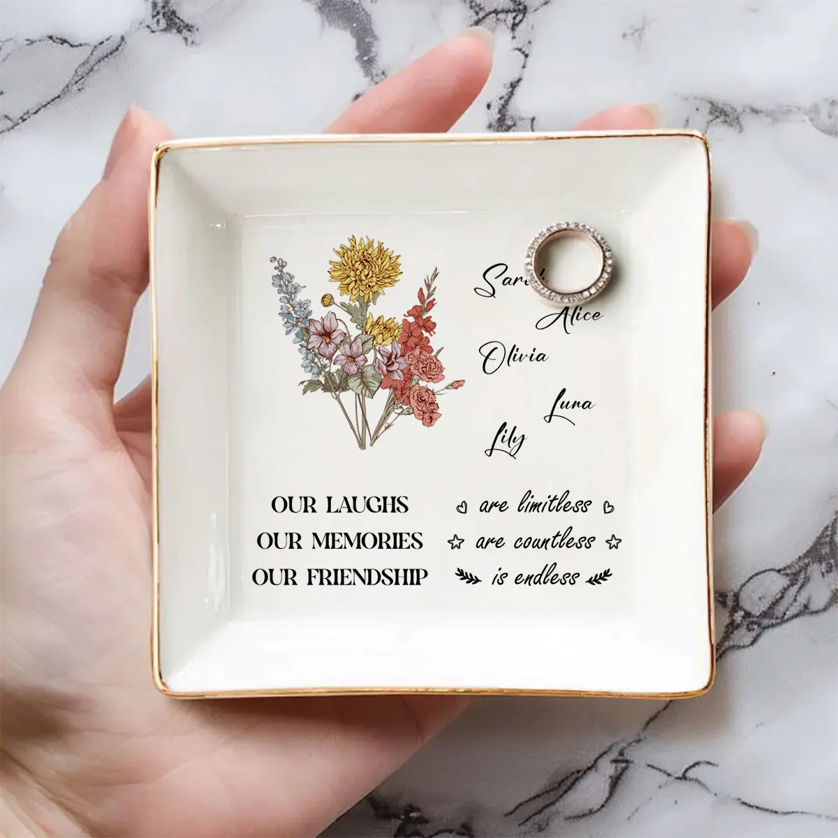 Sweet Friendship 2024 - Personalized Custom Jewelry Dish - Image 3