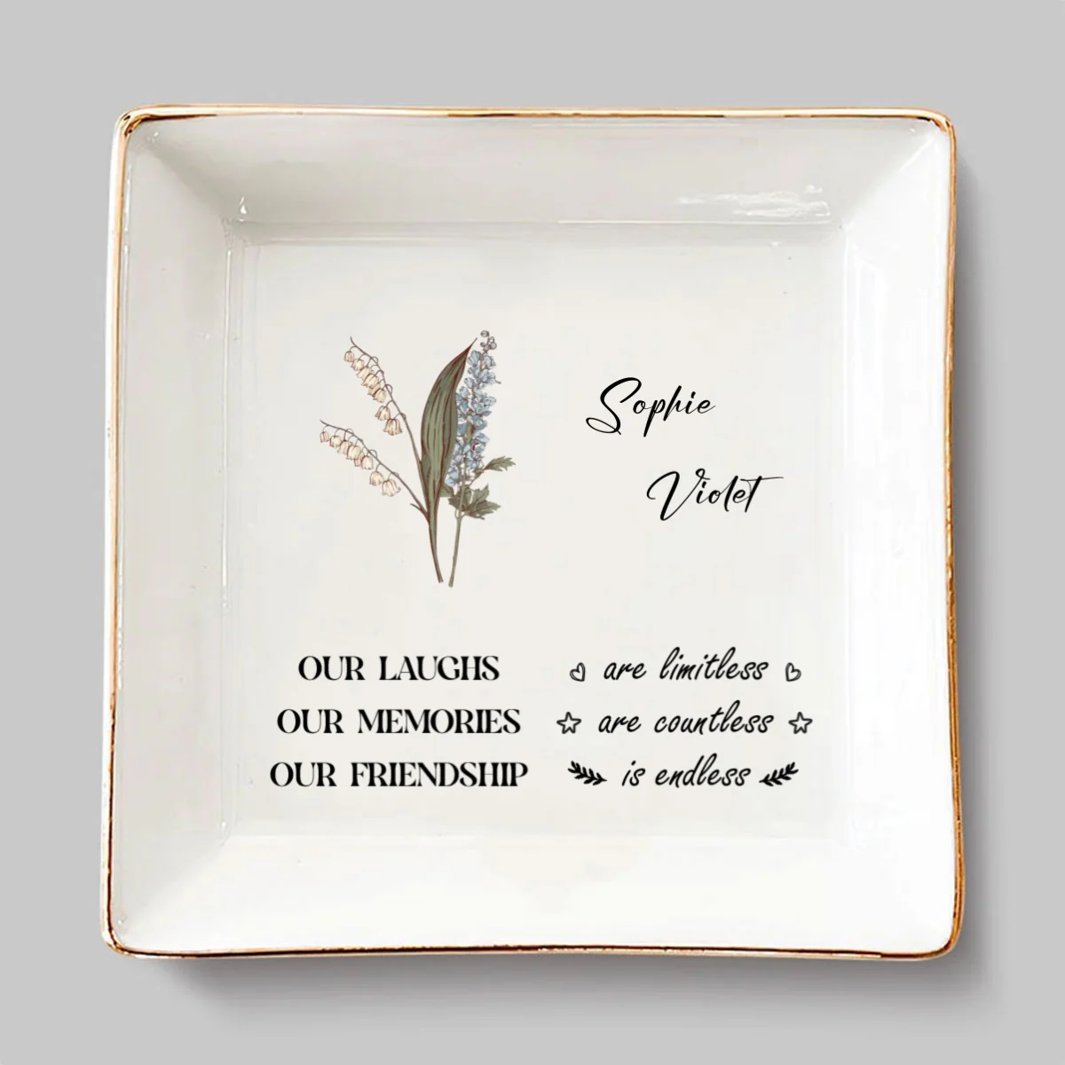 Sweet Friendship 2024 - Personalized Custom Jewelry Dish - Image 6
