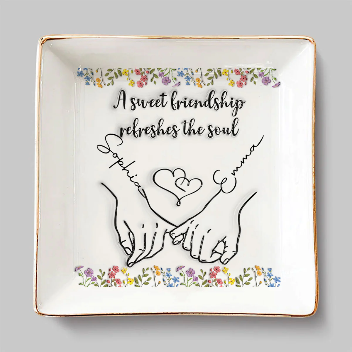 Sweet Friendship - Personalized Custom 3D Inflated Effect Jewelry Dish - Image 3