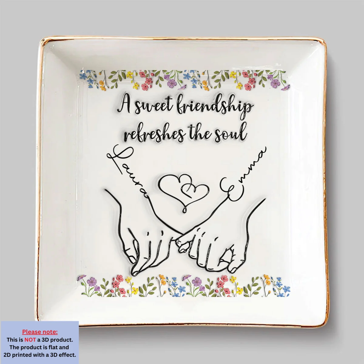 Sweet Friendship - Personalized Custom 3D Inflated Effect Jewelry Dish - Image 6