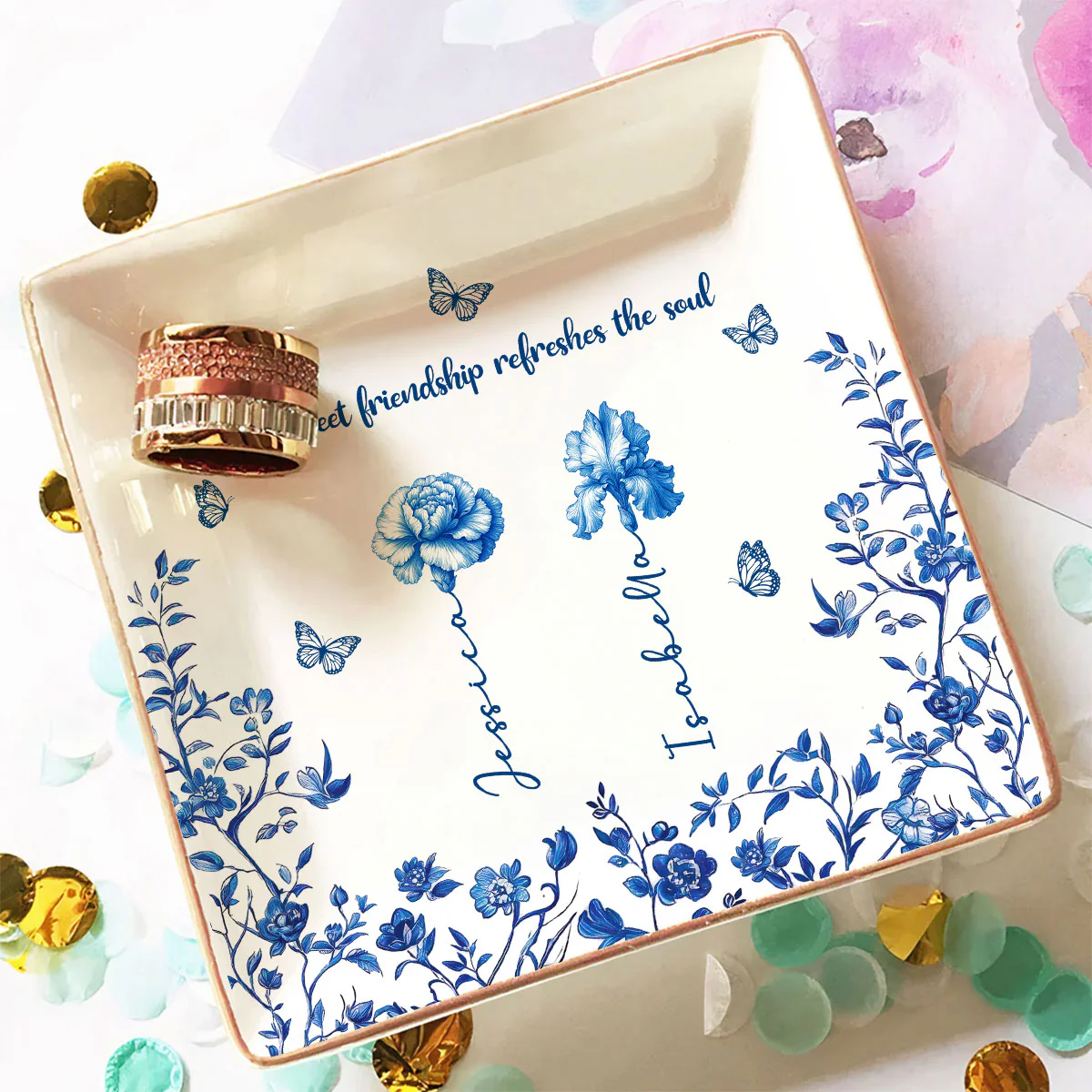 Sweet Friendship - Personalized Custom Jewelry Dish - Image 2