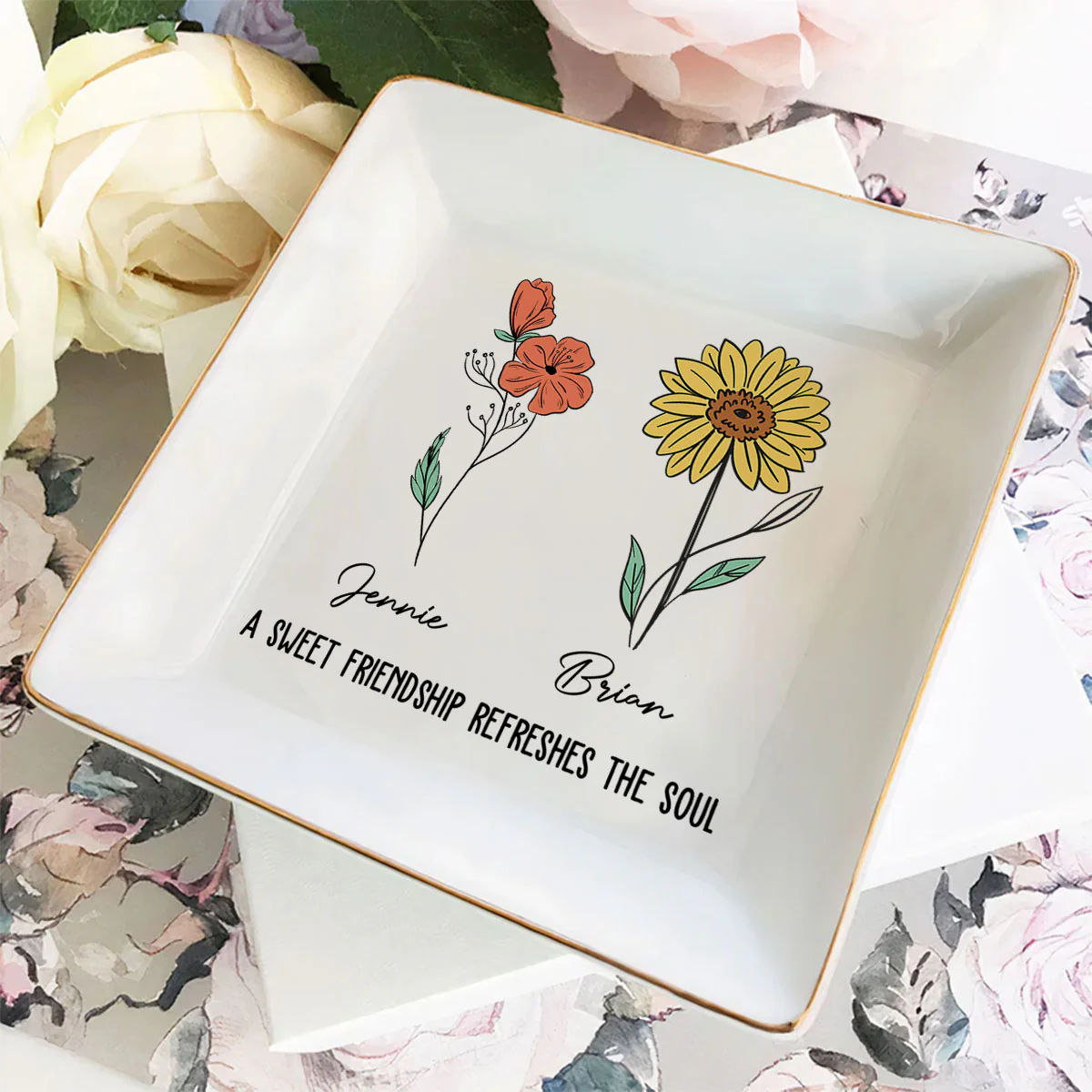Sweet Friendship - Personalized Custom Jewelry Dish - Image 2