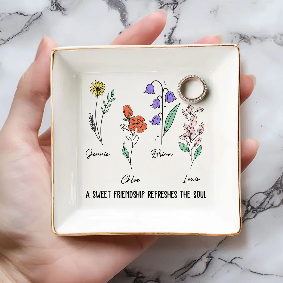 Sweet Friendship - Personalized Custom Jewelry Dish - Image 3