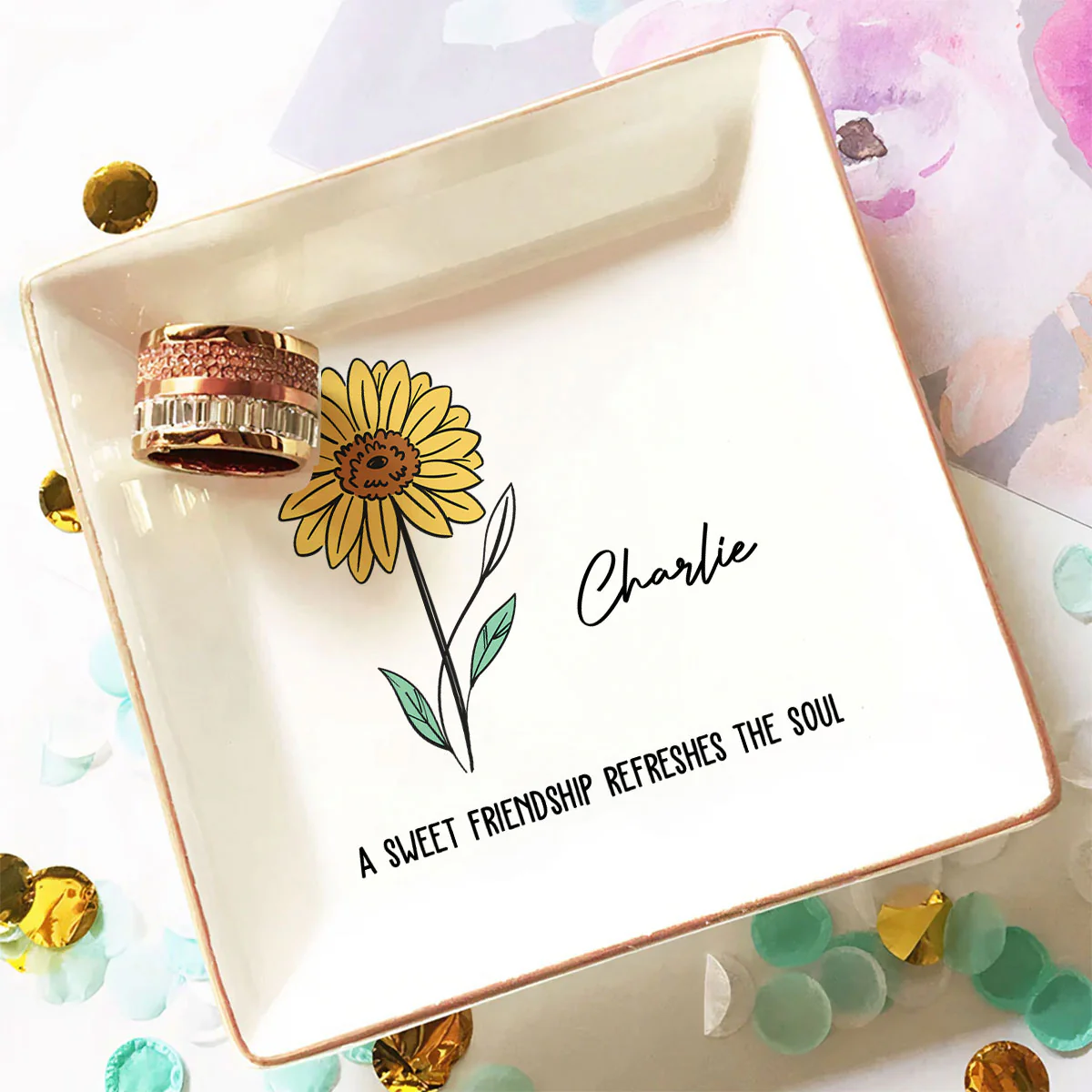 Sweet Friendship - Personalized Custom Jewelry Dish - Image 4