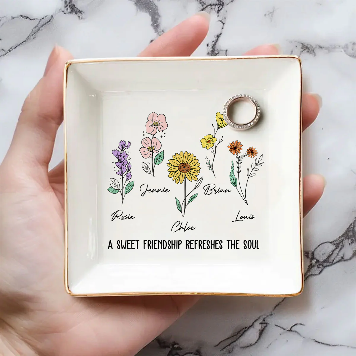 Sweet Friendship - Personalized Custom Jewelry Dish - Image 6