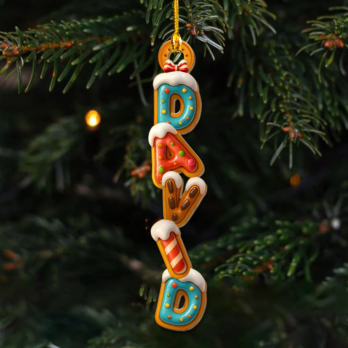 Sweet Letters - Personalized Custom Wood Ornament - Image 3