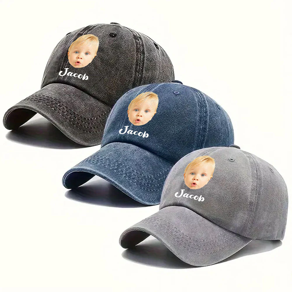 Sweet Little Love - Personalized Custom Vintage Washed Denim Cap - Image 5
