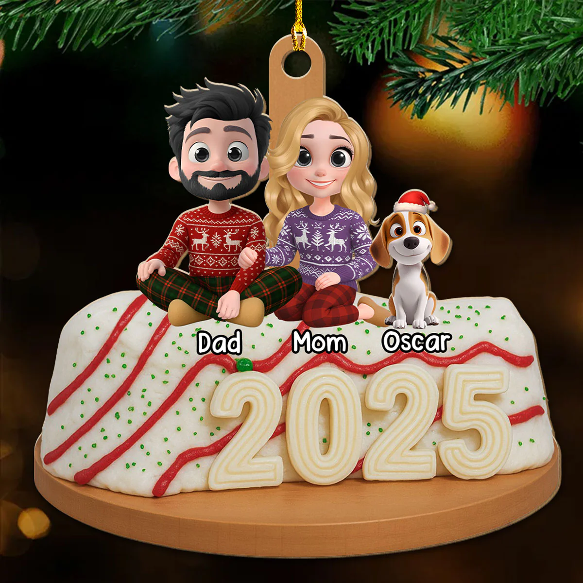 Sweet Memories Baked With Love Version 2 - Personalized Custom 3D Effect Wood Ornament - Image 2