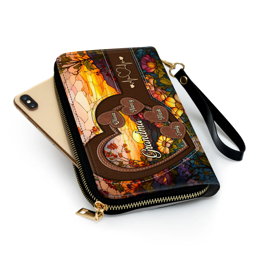 Sweethearts Of Grandma - Personalized Custom Leather Wallet - Image 3