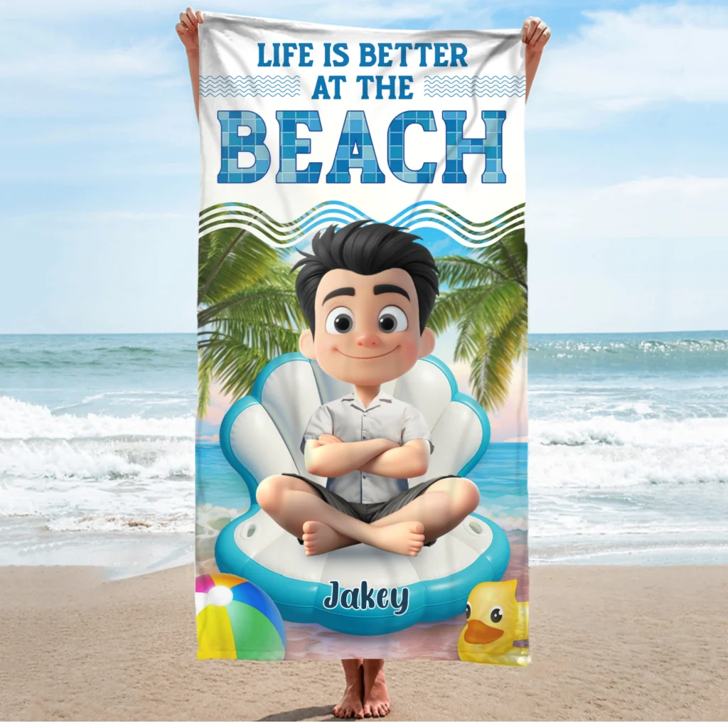 Swimming Is The Best - Personalized Custom Beach Towel - Image 6