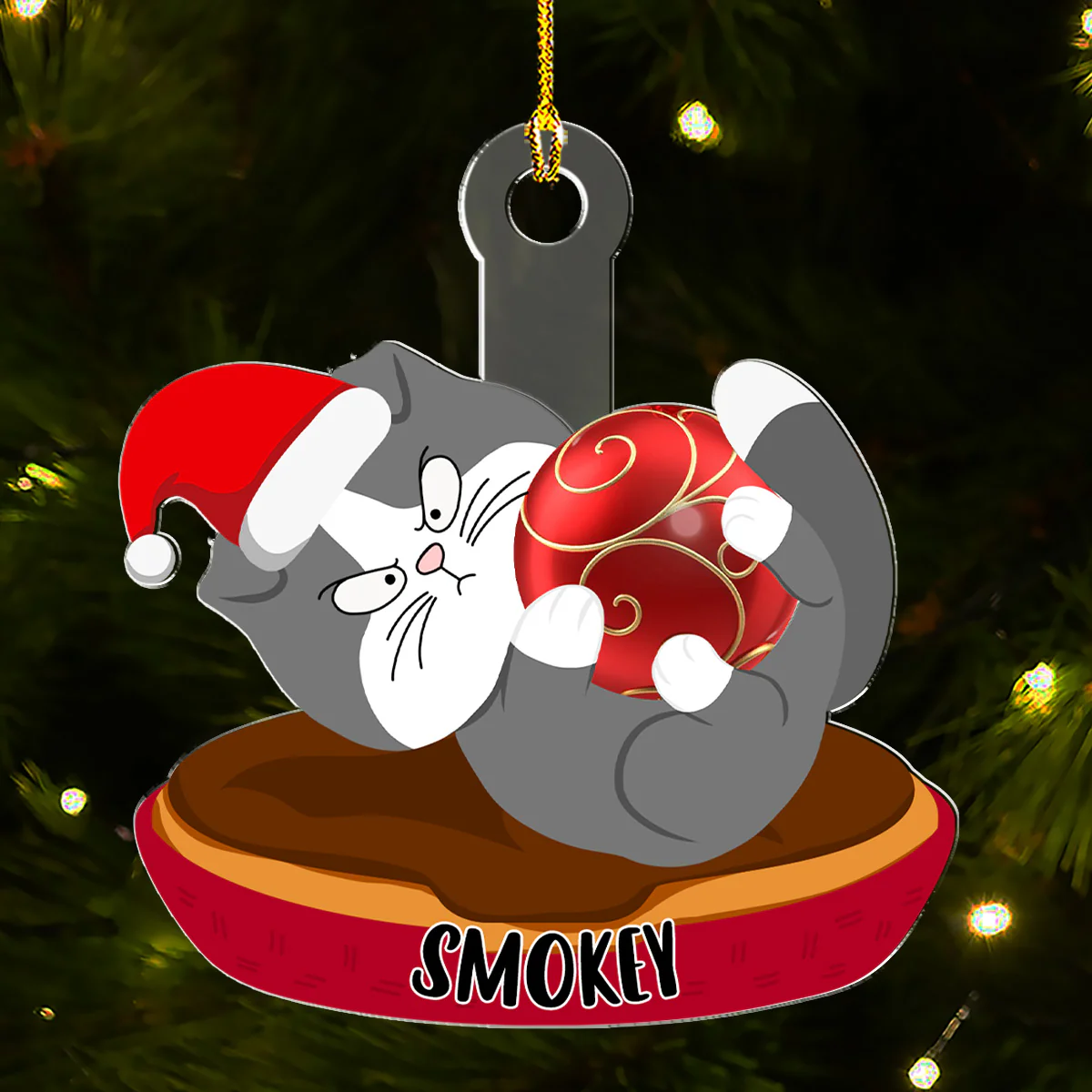 Swinging Cat Ver 2 - Personalized Custom Acrylic Ornament - Image 2