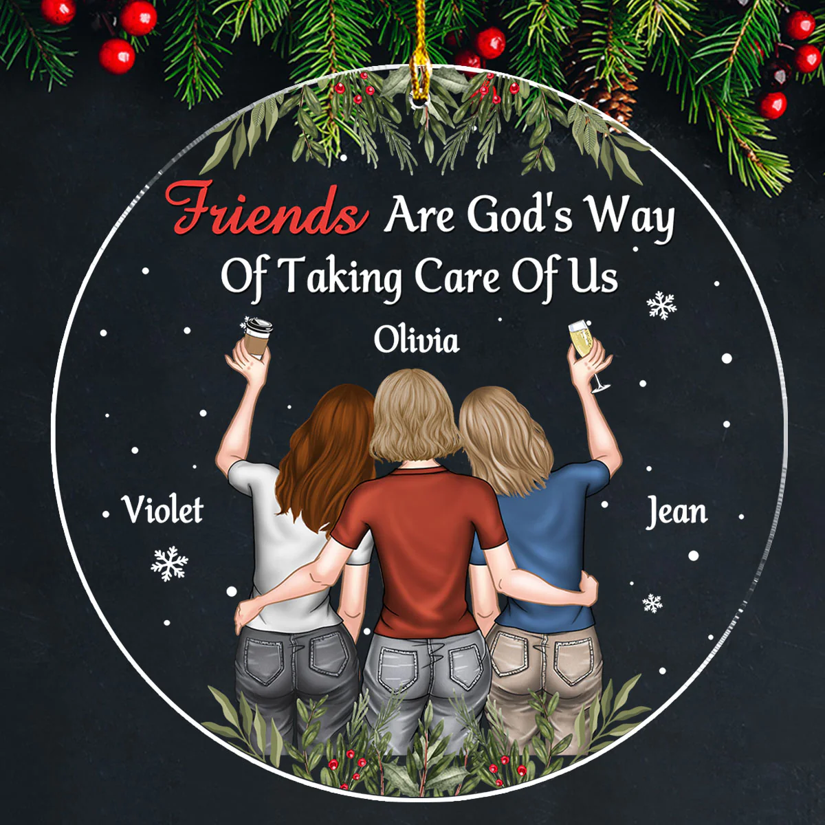 Taking Care Of Us - Personalized Custom Acrylic Ornament - Image 3