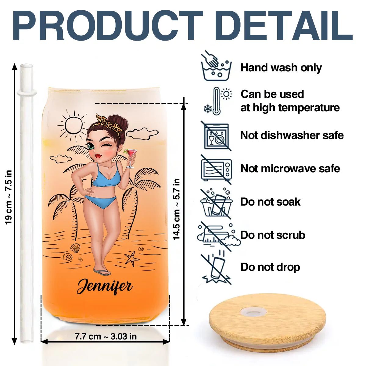 Tanned And Tipsy - Personalized Custom Ombre Frosted Glass Can - Image 5
