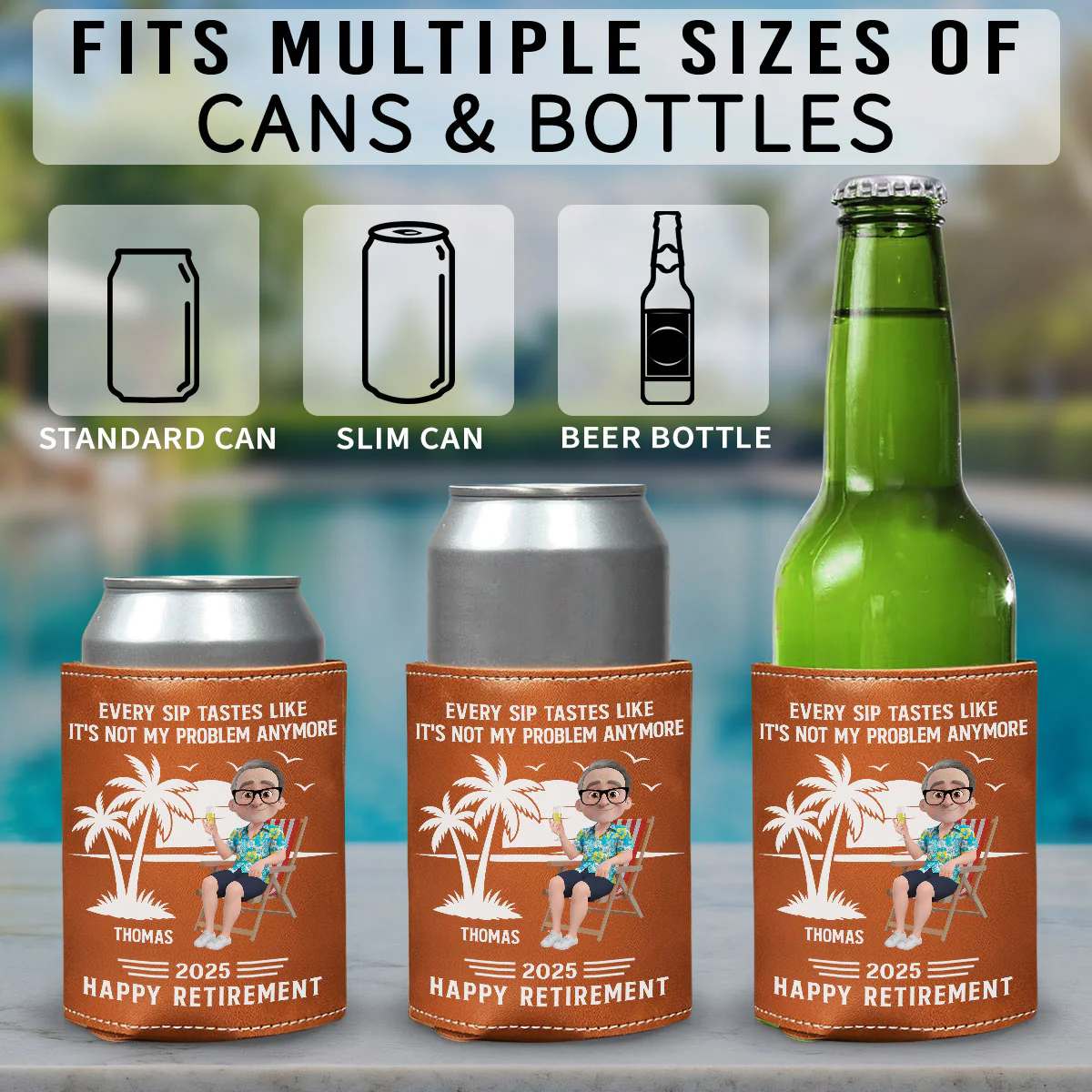 Tastes Like A Retired Legend In Every Sip - Personalized Custom Leather Can Cooler Holder - Image 4