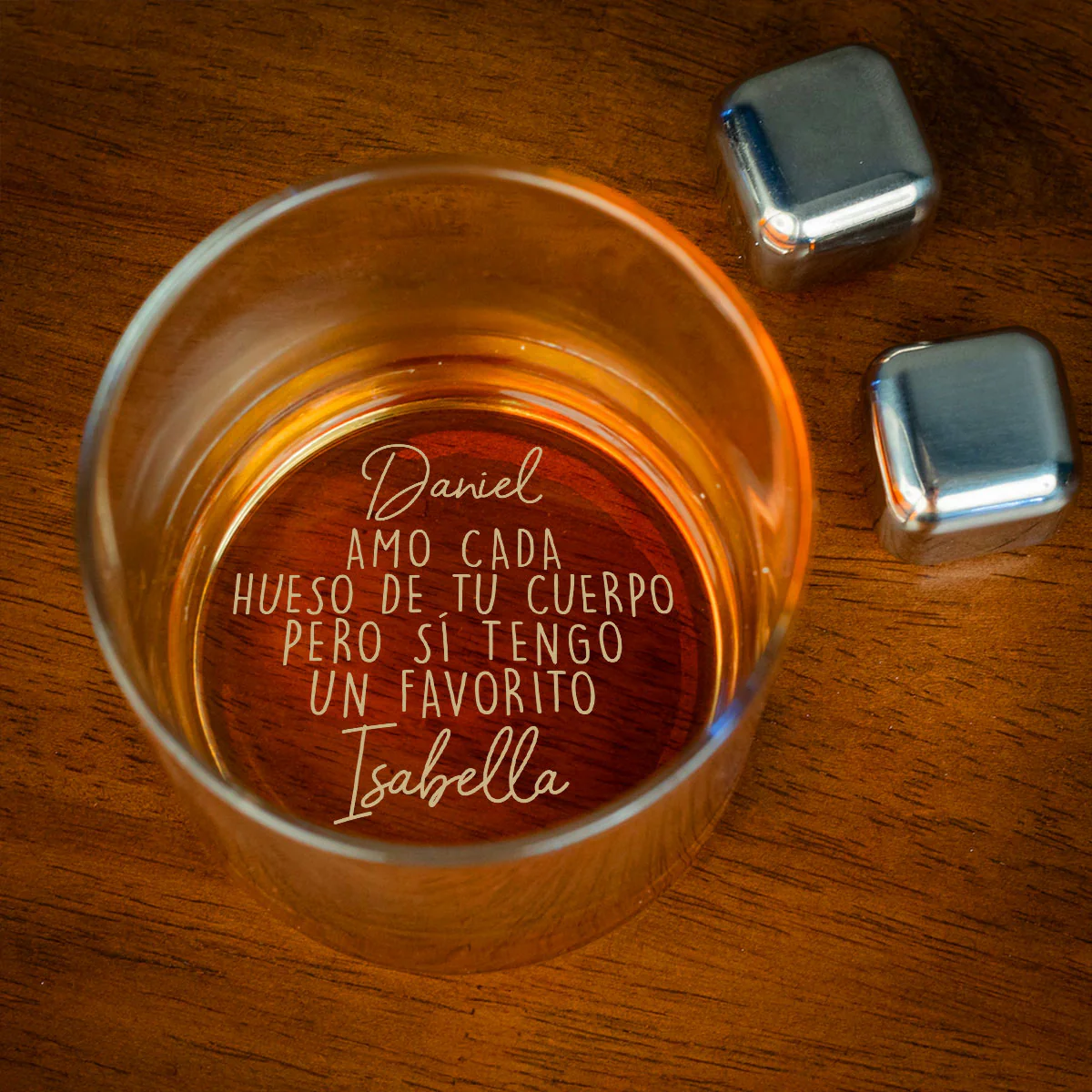 Te Amo Hasta Los Huesos – Vaso De Whisky Grabado Personalizado - Image 2