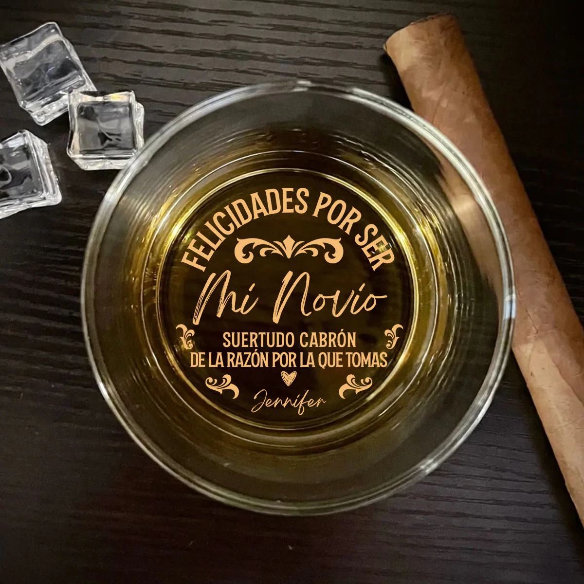 Te Sacaste La Lotería Conmigo - Vaso de Whisky Grabado Personalizado - Image 2