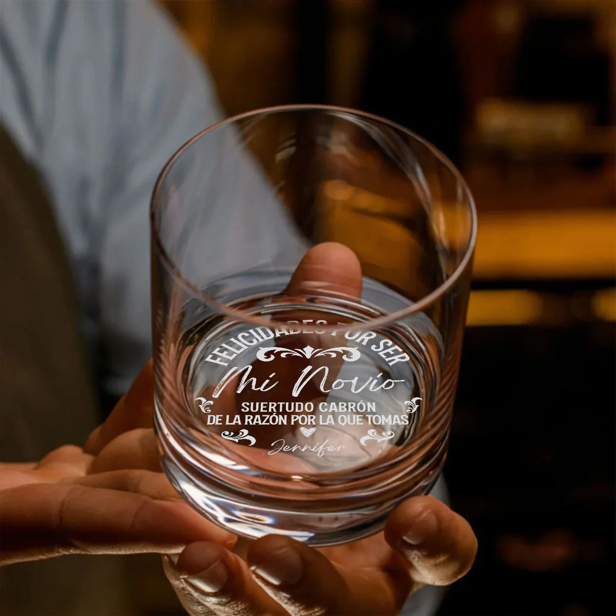 Te Sacaste La Lotería Conmigo - Vaso de Whisky Grabado Personalizado - Image 3