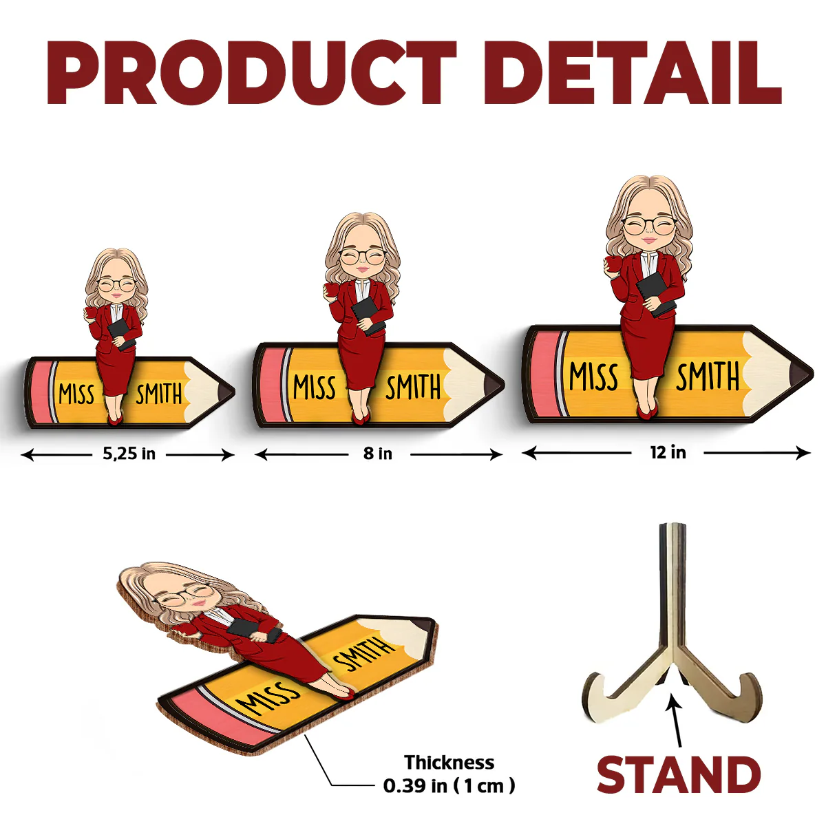 Teacher Pencil - Personalized Custom Wooden Plaque - Image 5