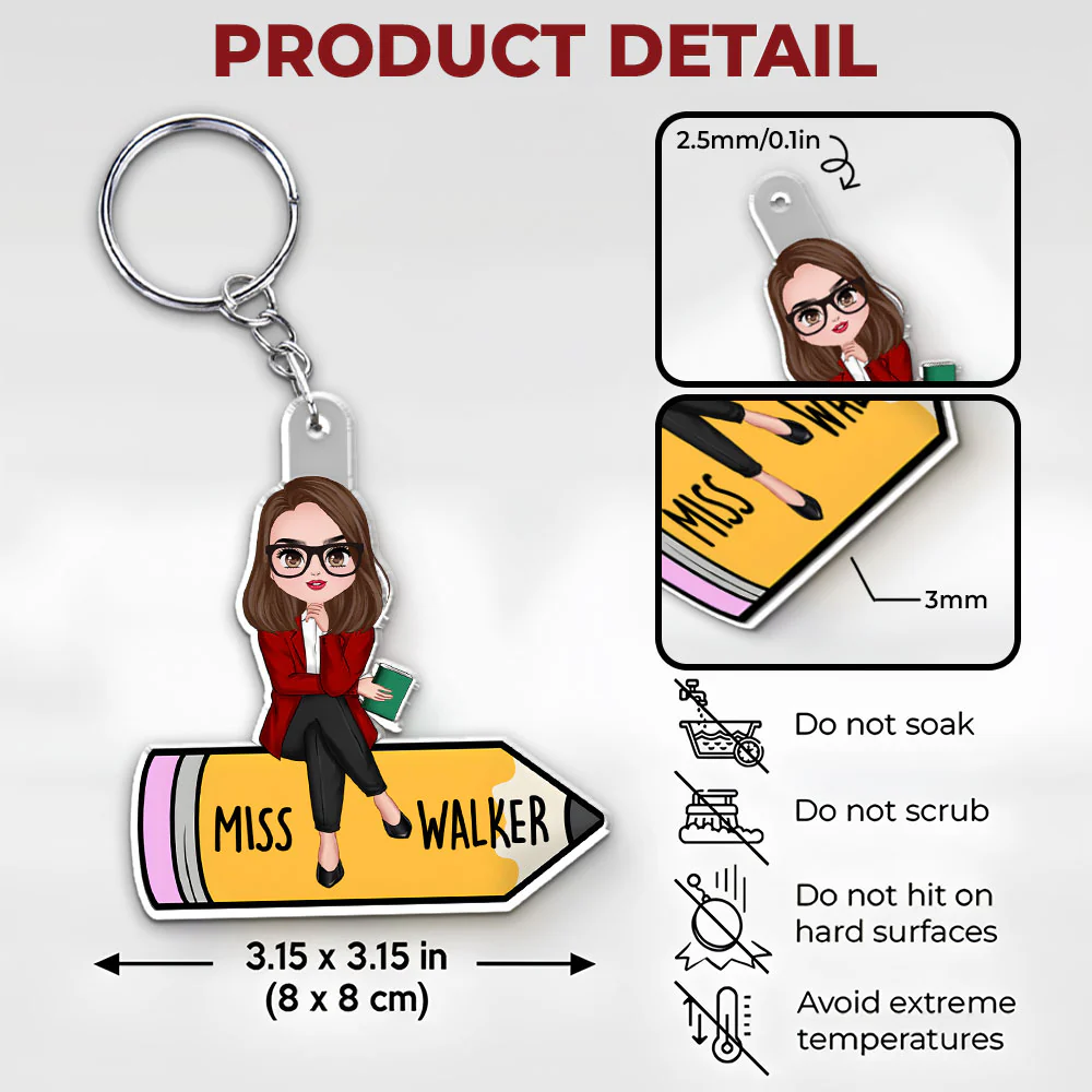 Teaching Is My Jam - Personalized Custom Acrylic Keychain - Image 6