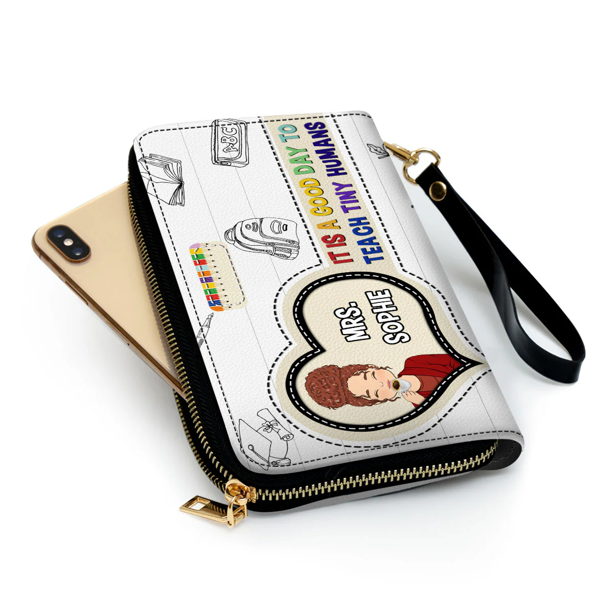 Teaching Tiny Humans Is Rewarding - Personalized Custom Leather Wallet - Image 2