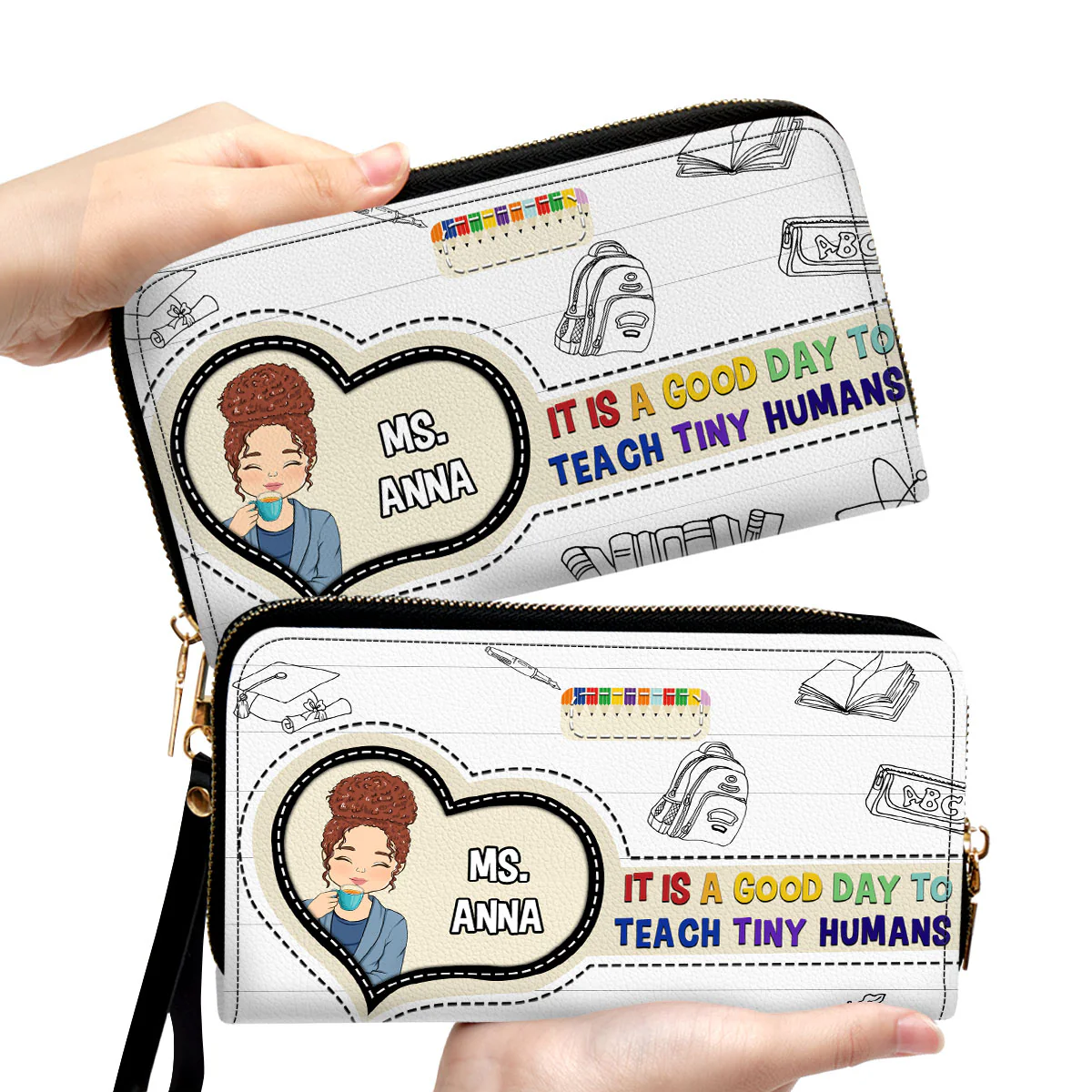 Teaching Tiny Humans Is Rewarding - Personalized Custom Leather Wallet - Image 5