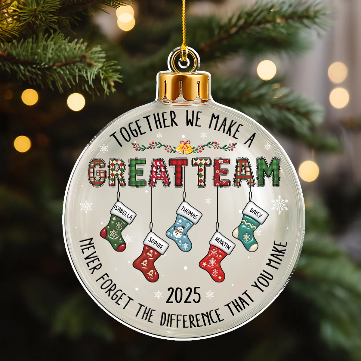 Teamwork Makes The Dream Work - Personalized Custom 3D Effect Acrylic Ornament