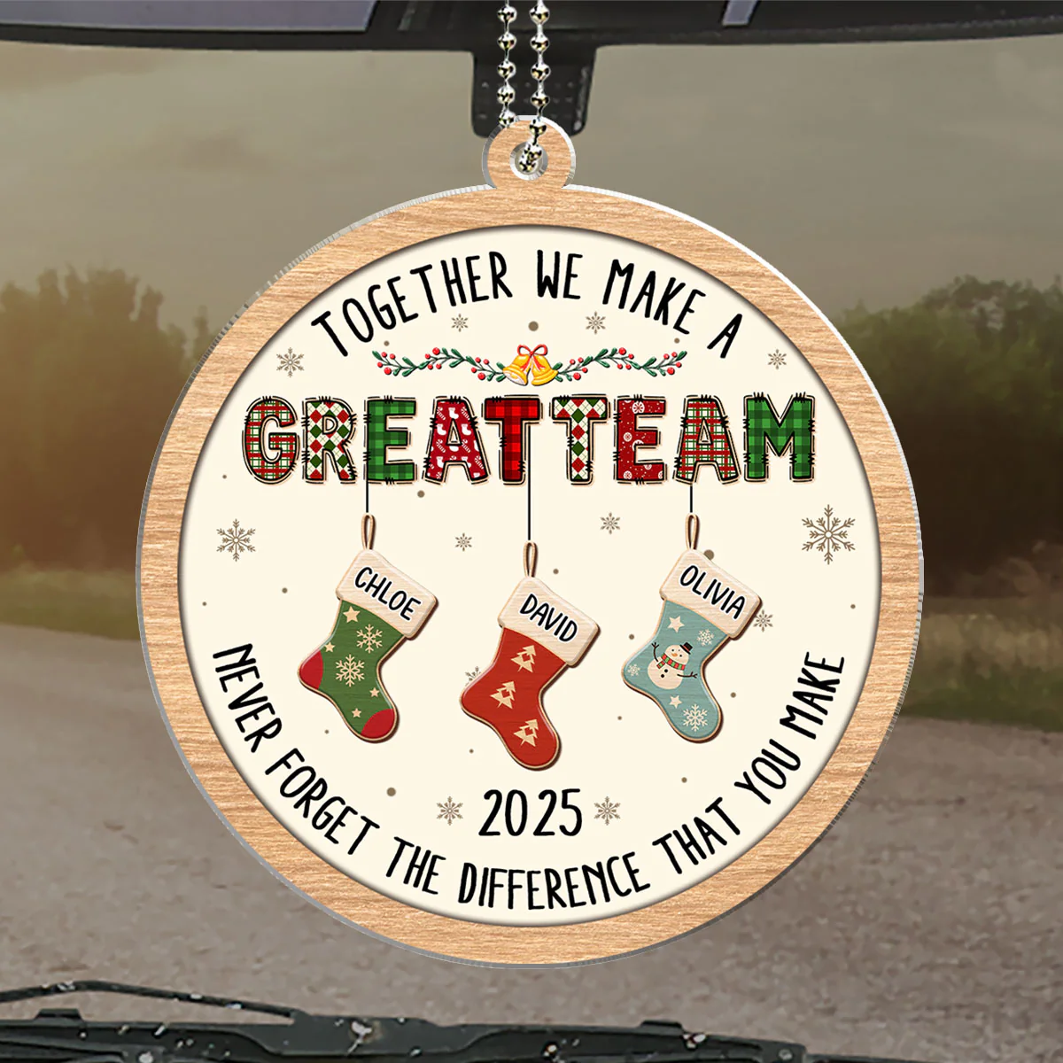 Teamwork Makes The Dream Work - Personalized Custom Car Ornament - Image 4