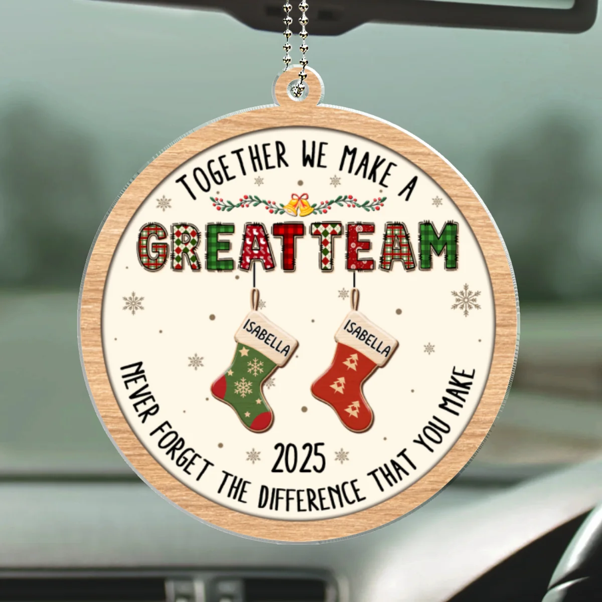 Teamwork Makes The Dream Work - Personalized Custom Car Ornament - Image 5